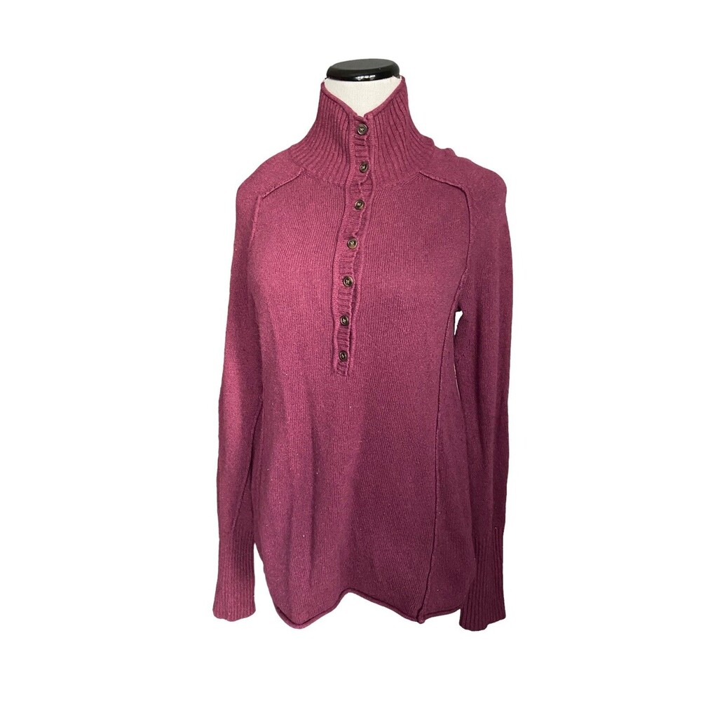 Soft‎ Surroundings Mock Neck Angora Cashmere Sweater Size M Plum Dauphine Luxury